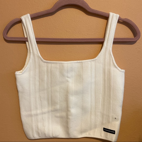 New Calvin Klein white crop top SIZE small - Picture 2 of 4